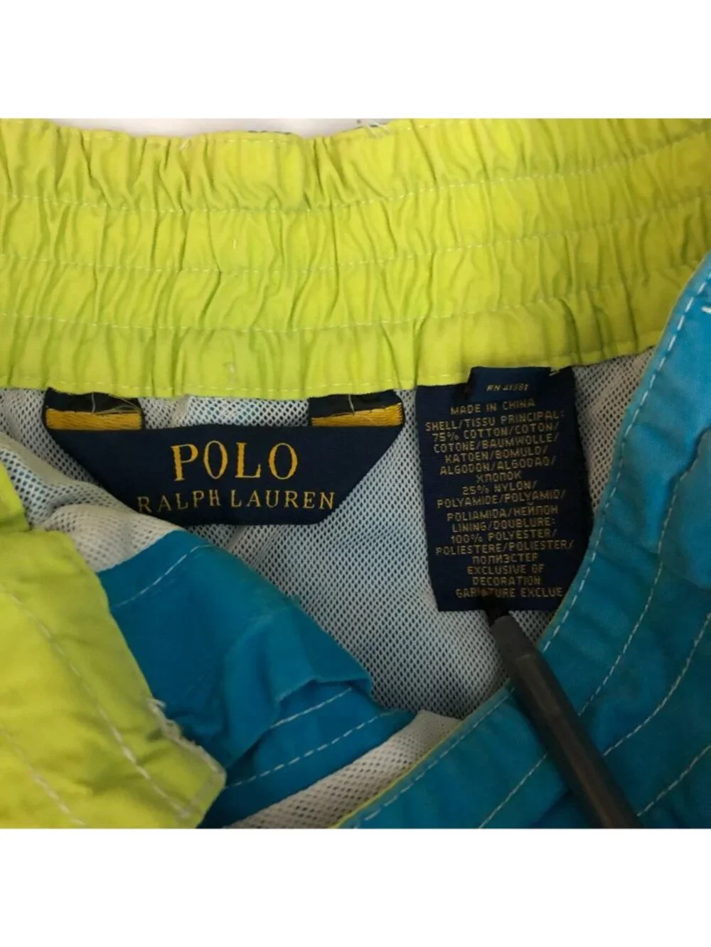 Polo Ralph Lauren Mens Blue Swim Trunks L Cotton Blend Elastic Waist Pockets